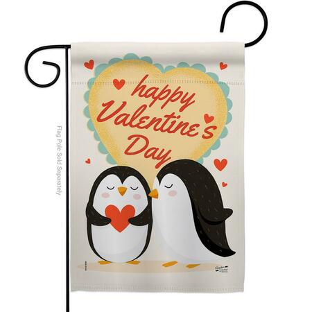 ANGELENO HERITAGE 13 x 18.5 in. Penguins Love Garden Flag with Spring Valentines Double-Sided Decorative Vertical AN583460